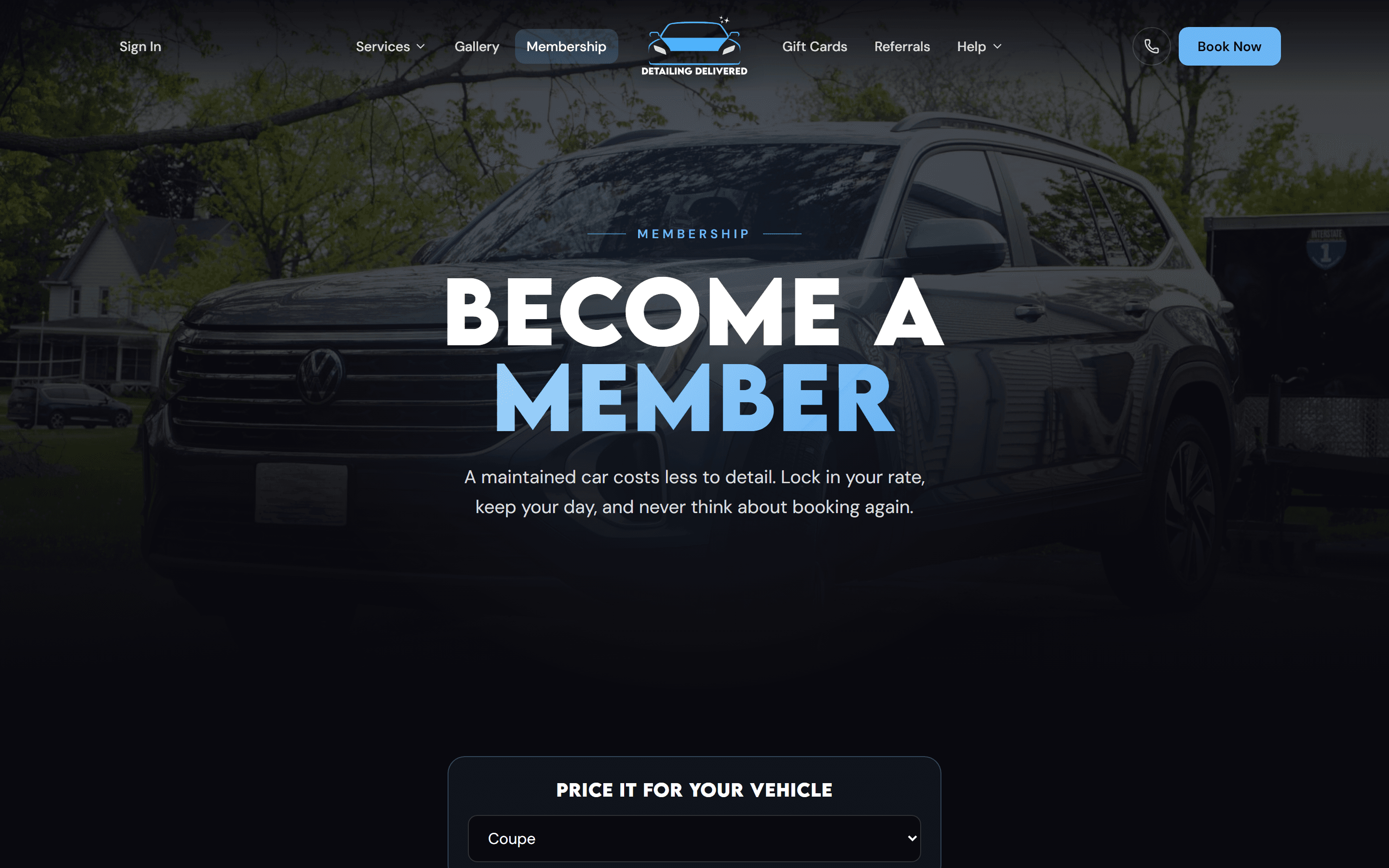 The membership plans page